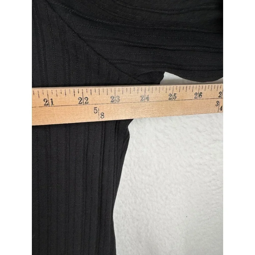 J.Crew Pointelle knit turtleneck top preppy ruffle black ribbed‎ preppy sz 3X